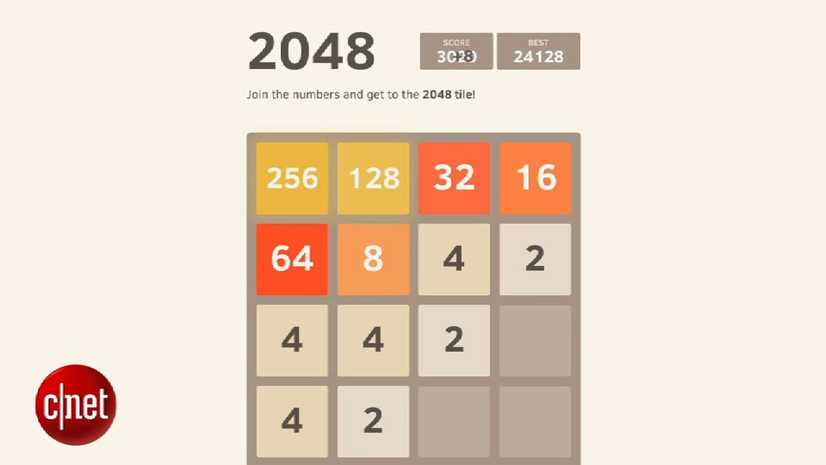 2048 starts easy; gets hard. Here's how to make it easy again - CNET