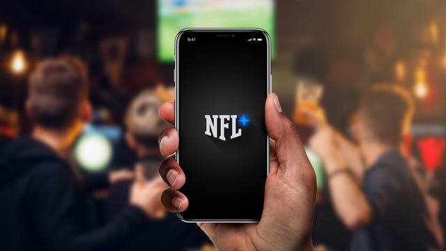 NFL Plus logo on a phone.