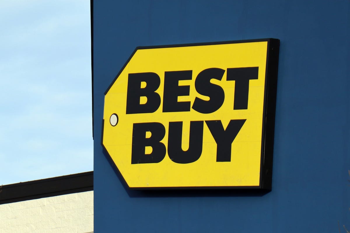 The Best Buy local on the side of a building.