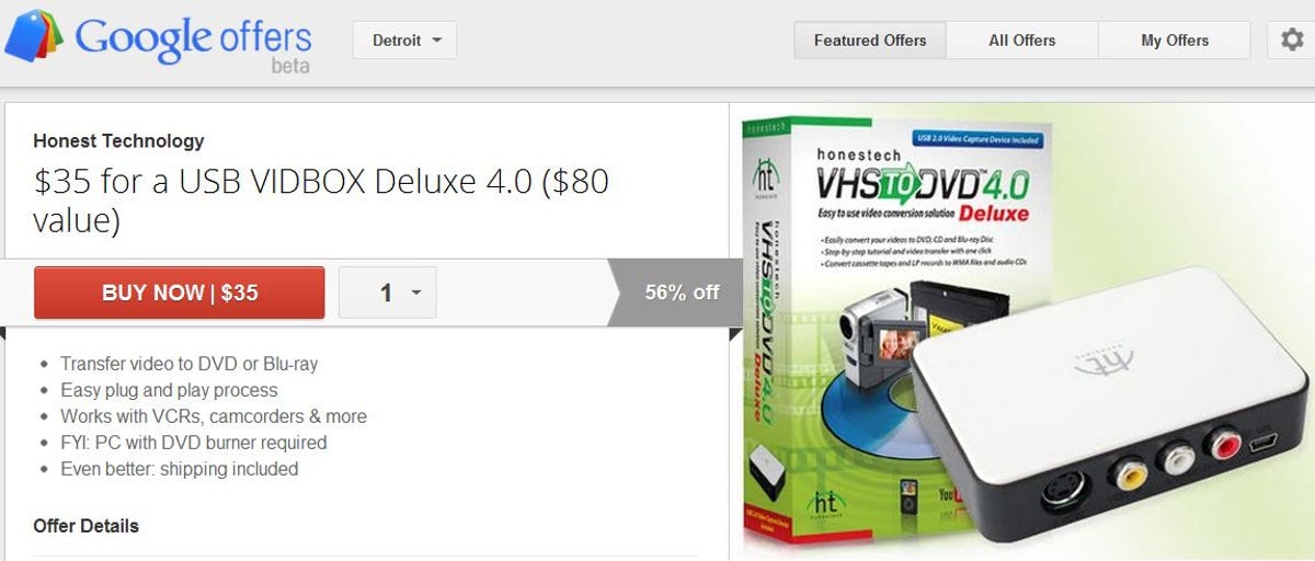 Google Offers has a decent price on this VHS-to-DVD converter -- but it's an old version of the product.