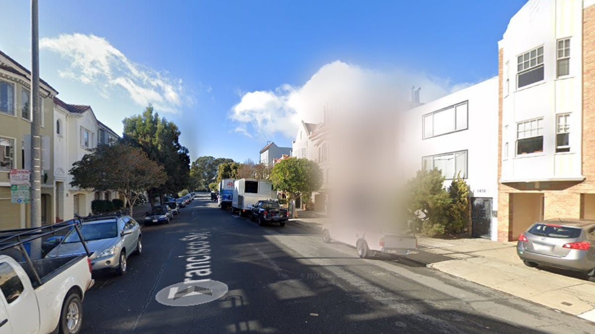 An obscured house in Google Maps Street View