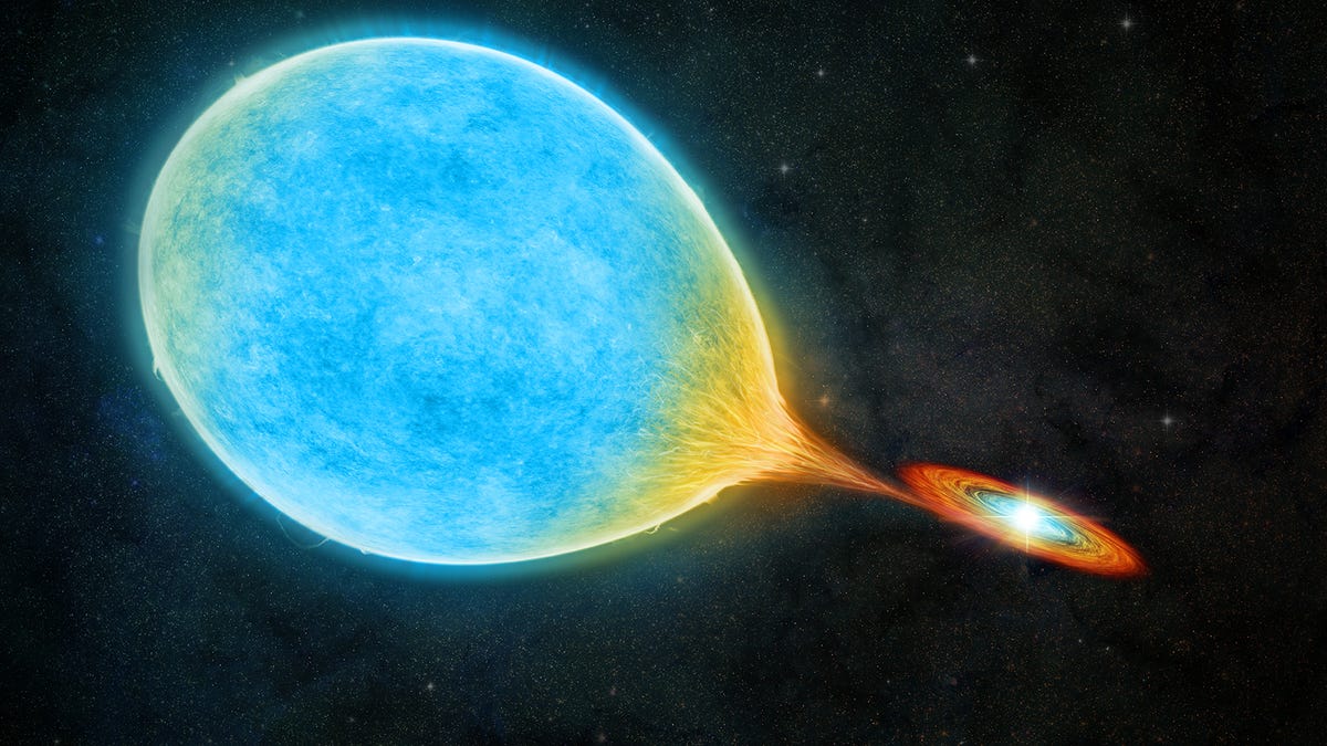 White dwarf star being consumed by companion star