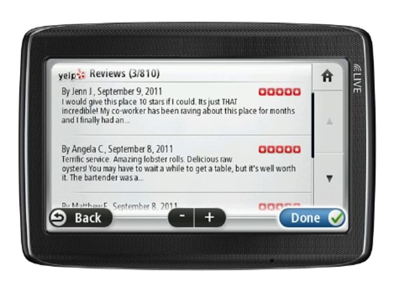 TomTom GO Live 1535M, Yelp reviews