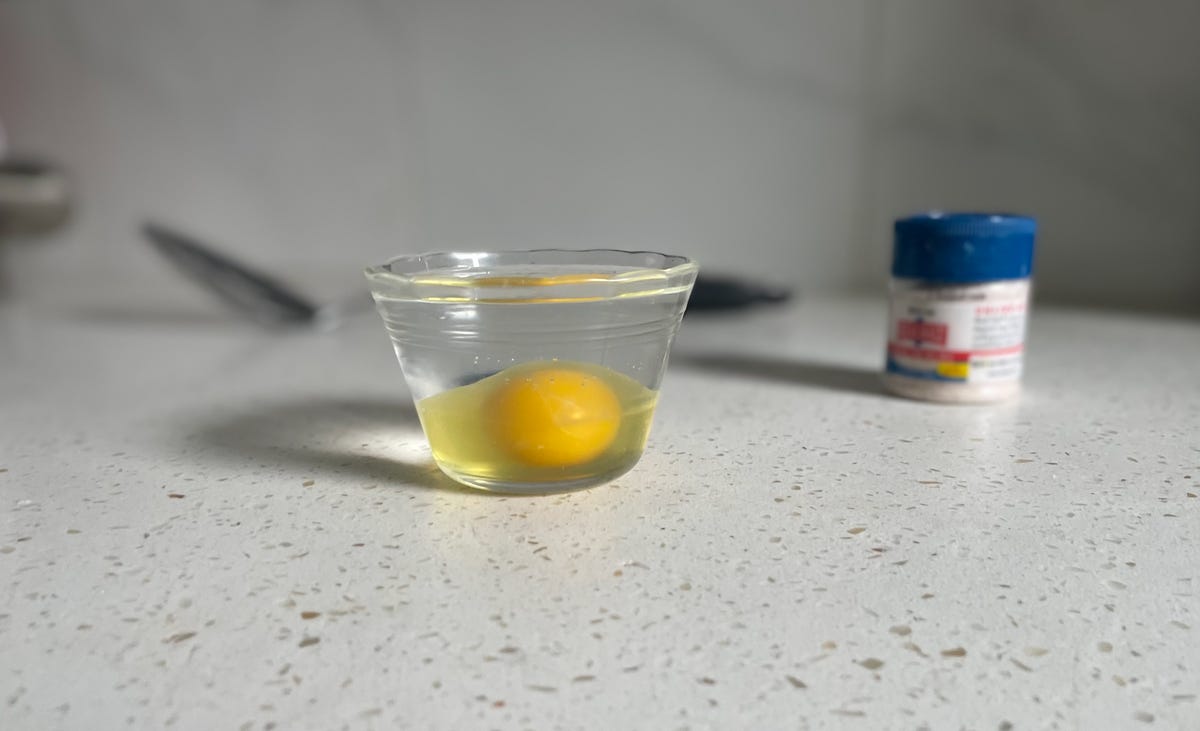 egg in water in ramekin