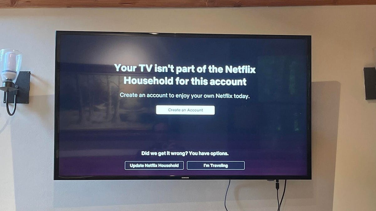 Netflix en un televisor que muestra un mensaje 