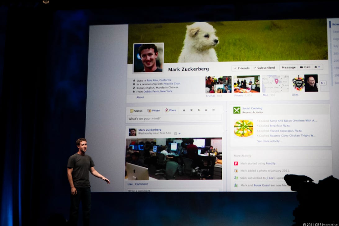Mark Zuckerberg introduces Timeline at F8 2011.