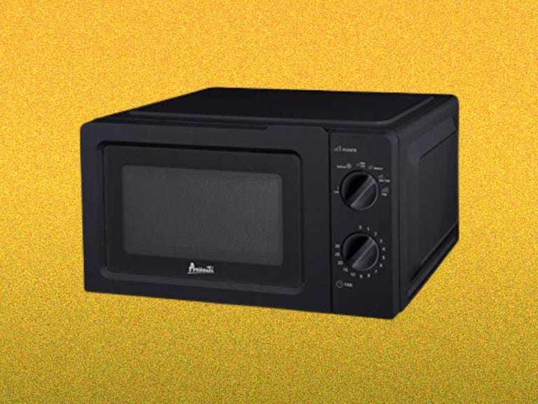 Avanti microwave on yellow backdrop