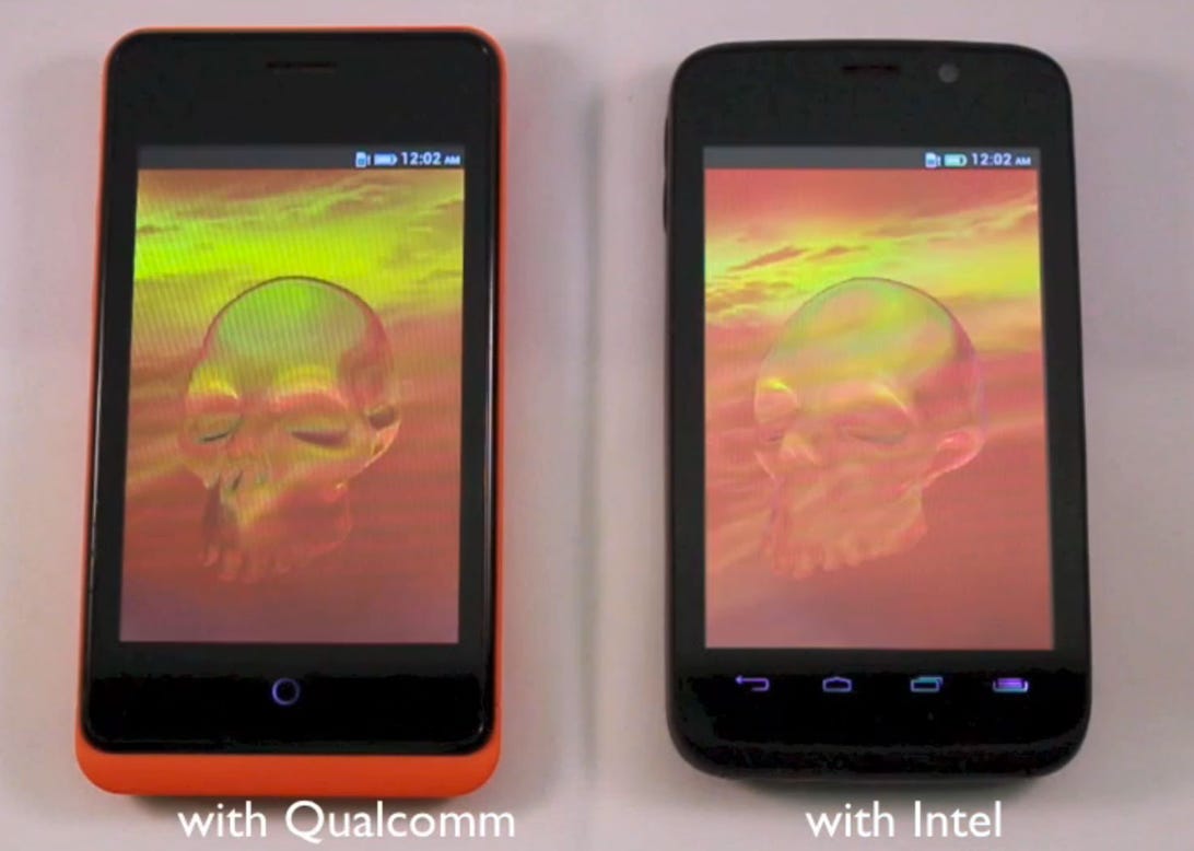 A video from Geeksphone shows an Intel-based model outperforming the company's existing phone using a Qualcomm ARM processor.
