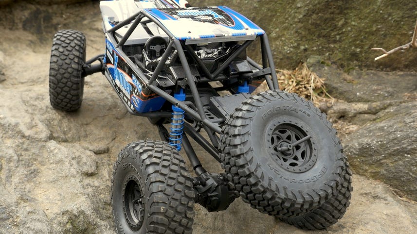 This racing car is ready to take on rocky terrain