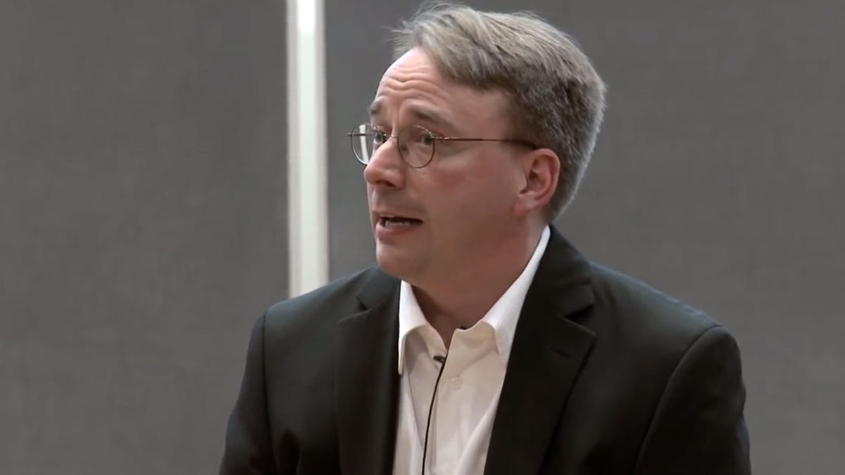 Linus Torvalds in 2012 offers a scathing opinion at the Aalto Center for Entrepreneurship in Finland. Nvidia&apos;s move toward cooperating with open-source programmers helped change Torvalds&apos; mind.