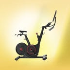 The Echelon EX5S Connect Bike is displayed against a yellow background.