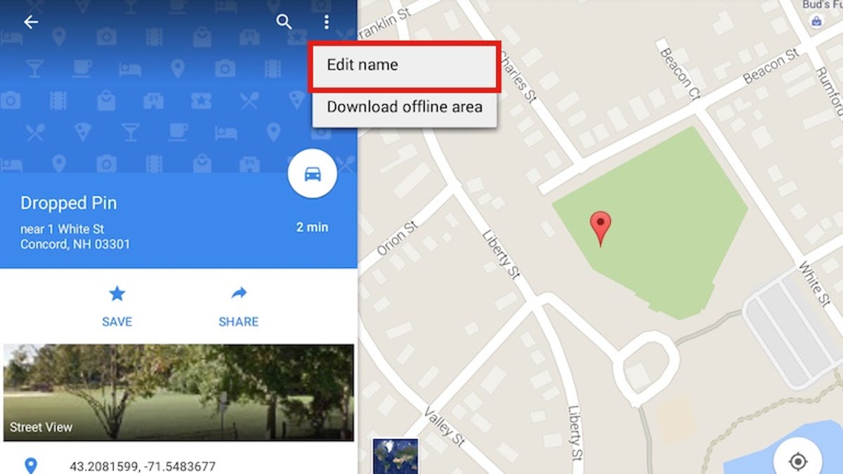 give custom names to places in google