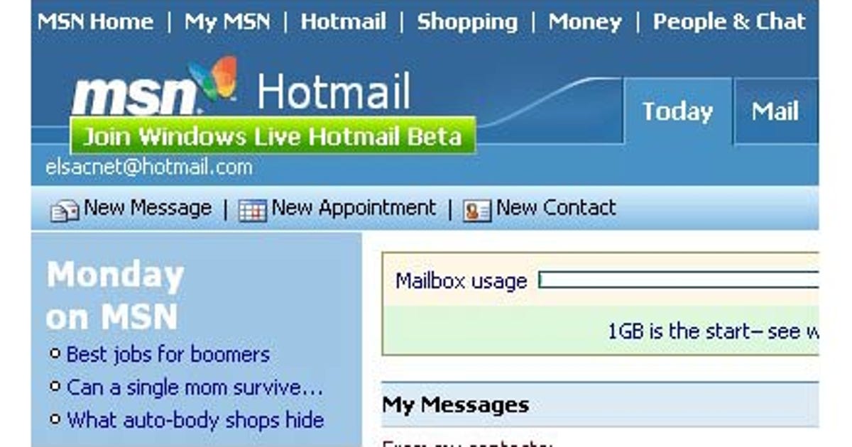 Photo Gallery: Windows Live Hotmail - Cnet 6AA