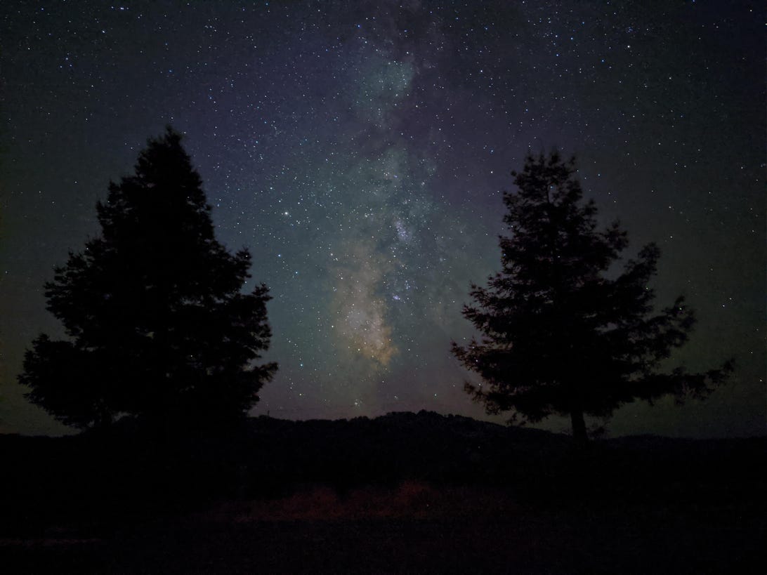The Pixel 4's Night Sight mode can photograph the Milky Way and individual stars -- if the sky is clear enough.