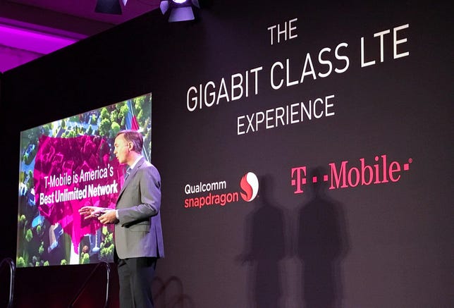 Mark McDiarmid, vice president of network engineering at T-Mobile, boasts of moving to faster gigabit LTE technology sooner than rivals AT&T and Verizon.