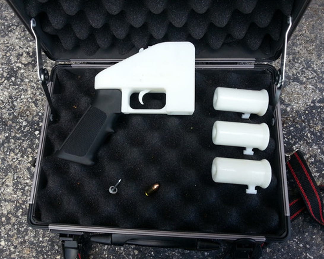 A Liberator 3D printed gun in a carrying case.
