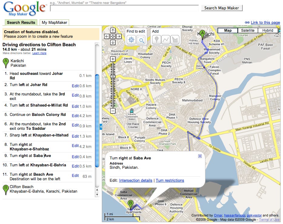Google Map Maker now lets people view and edit directions.