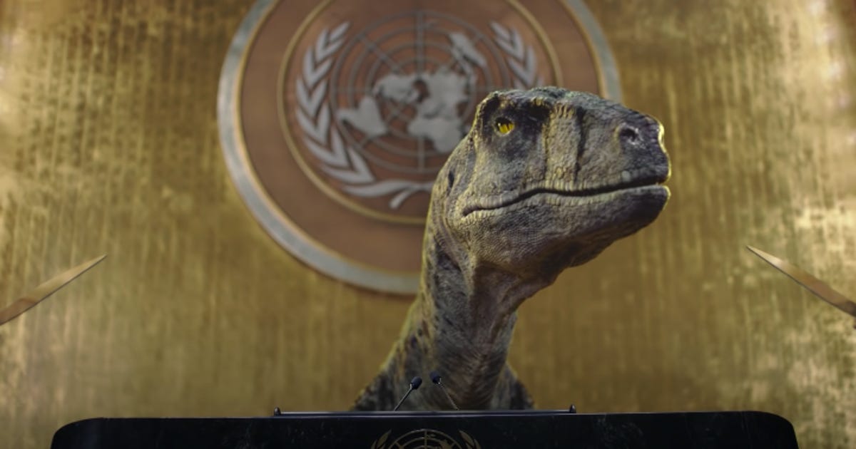 Jack Black, as a dinosaur, calls for urgent climate action in UN video     – CNET